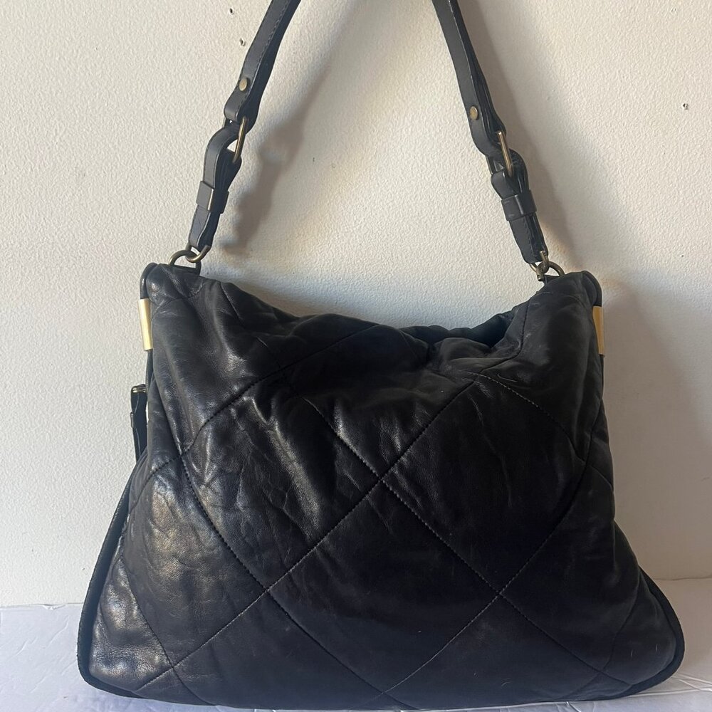 VINTAGE LANVIN AMALIA QUILTED LEATHER TOTE HANDBAG